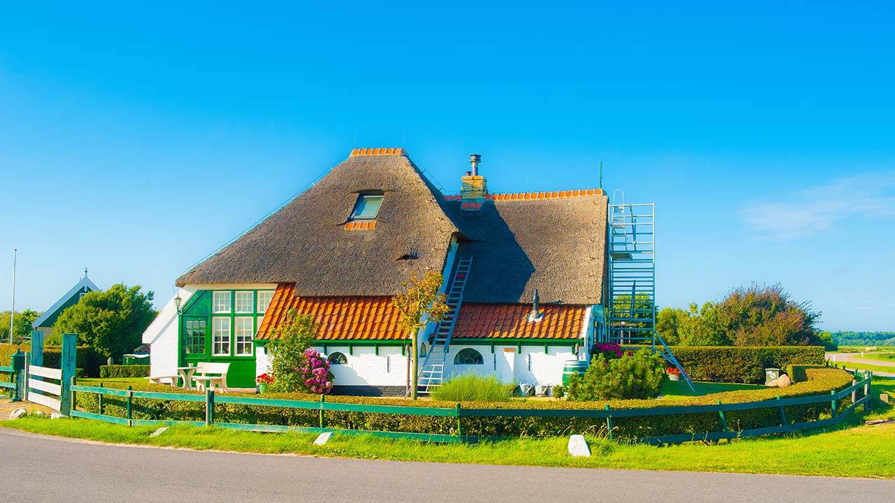 Huis op Texel, Традиционный фермерский дом на острове Тексел, голландская деревенская архитектура, дом в Голландии